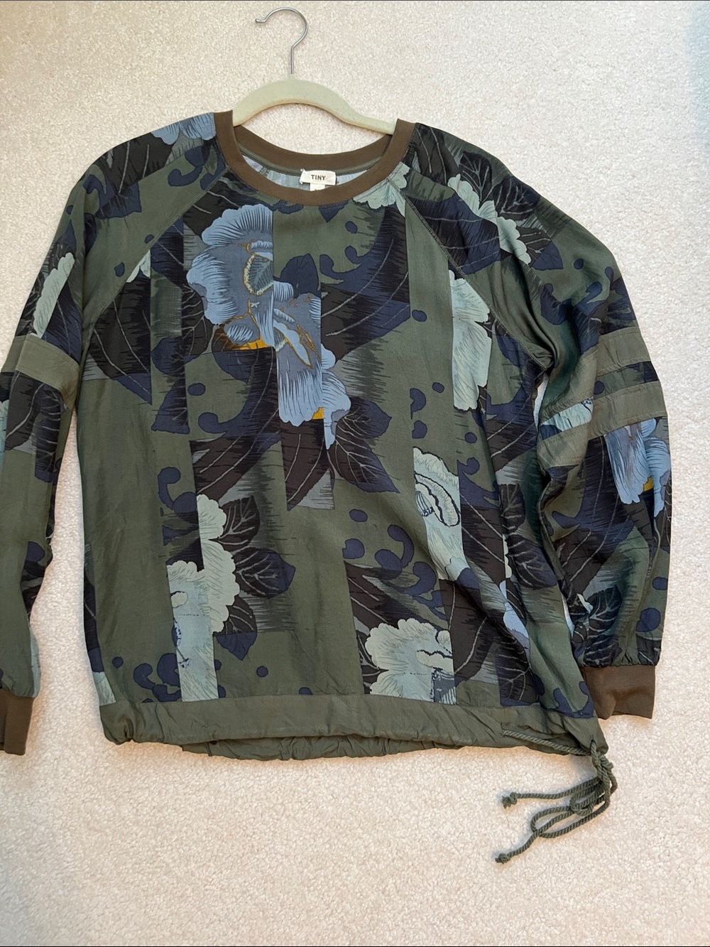 TINY Olive Floral Long-Sleeve Blouse